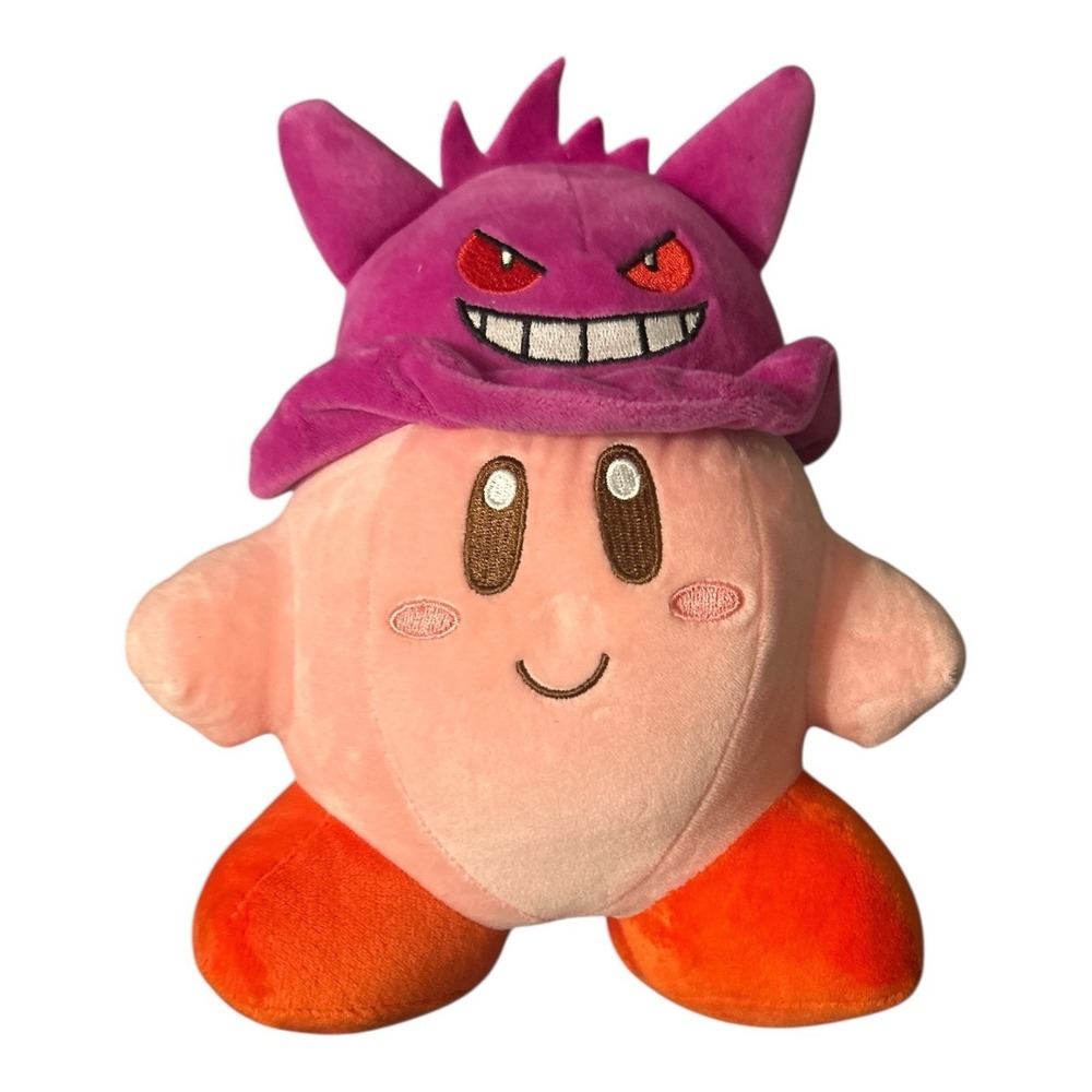 Kirby Plush 8" Nintendo Character Wearing Gengar Hat Pokémon Crossover No Tag
